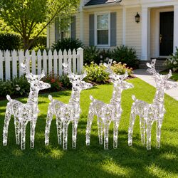 Christmas Reindeer Lights 4 pcs Warm White 160 LEDs Acrylic Yard Decoration