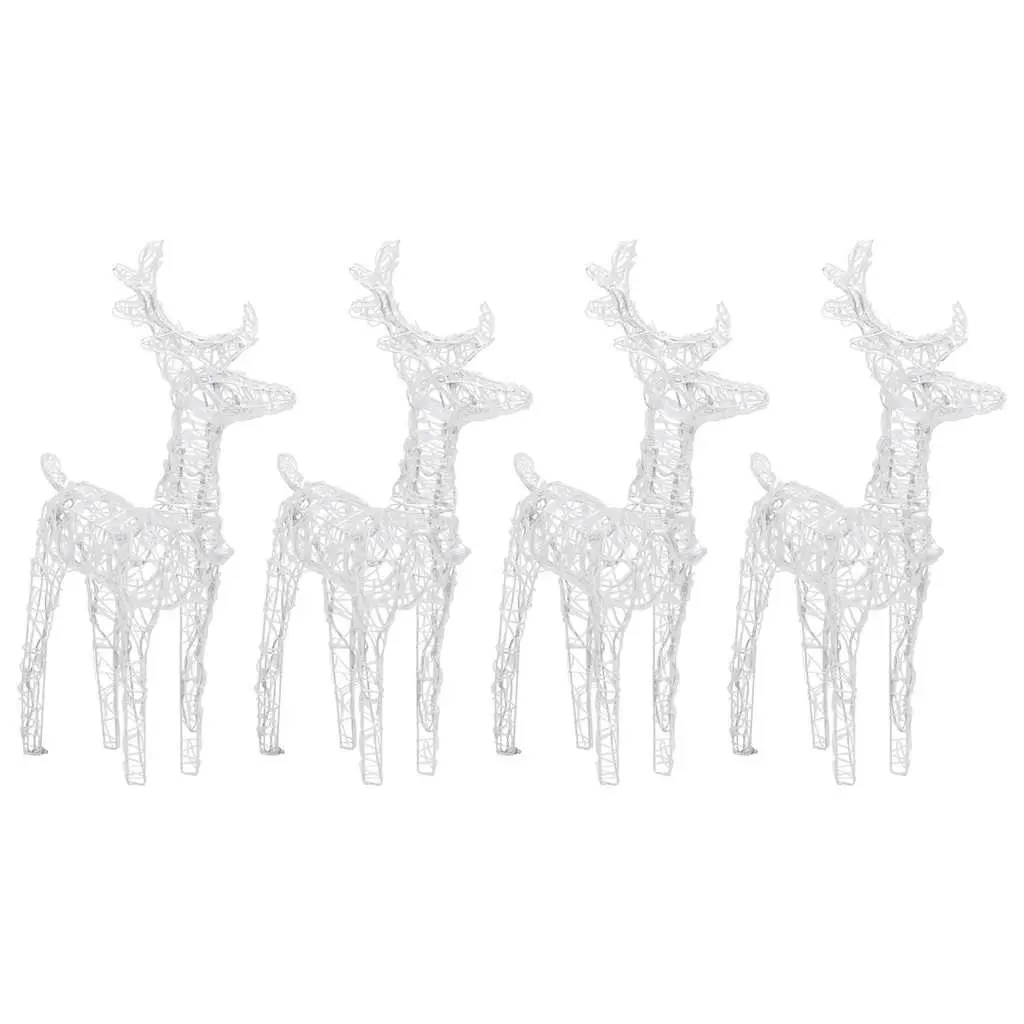 Christmas Reindeer Lights Cold White 4 Piece Acrylic Outdoor Yard 160 LED