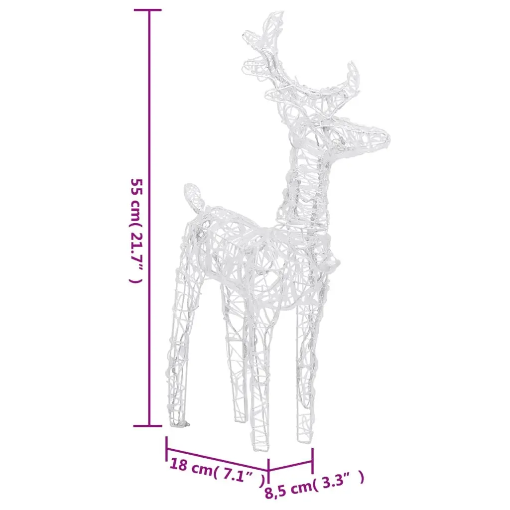 Christmas Reindeer Lights Cold White 6 Pack Acrylic Yard Decoration 240 LED