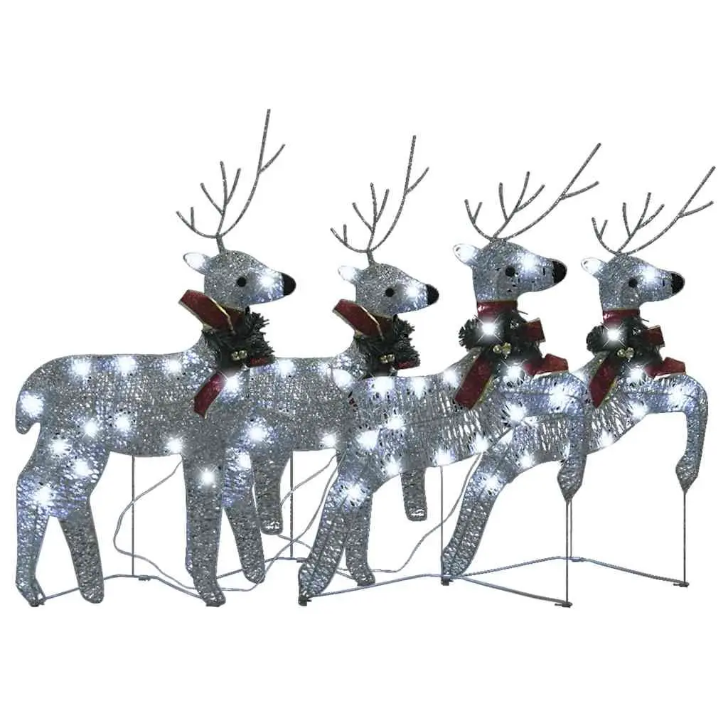 Christmas Reindeer Lights Silver 4 Piece 80 LED Indoor Outdoor Decoration