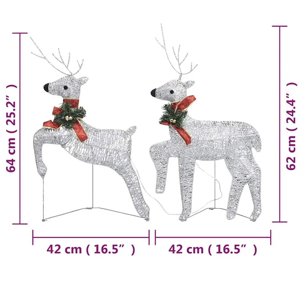 Christmas Reindeer Lights Silver 4 Piece 80 LED Indoor Outdoor Decoration
