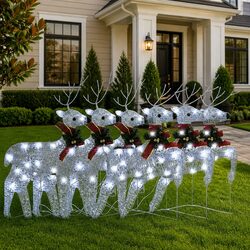 Christmas Reindeer Decorations - 120 LED Lights in Silver