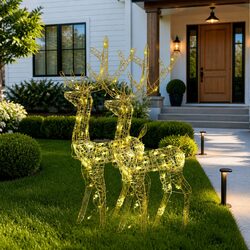 Acrylic Reindeer Christmas Decor 2 pcs 128 cm with LED Lights