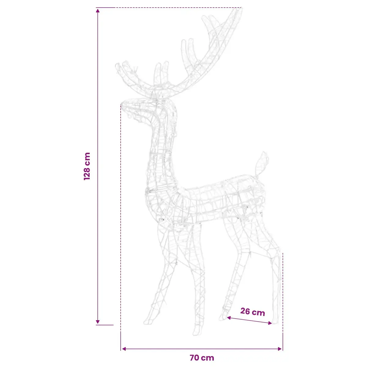 Acrylic Reindeer Christmas Decorations Warm White 128 cm Pre-lit with 140 LED Lights 2 Piece