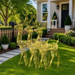 Acrylic Reindeer Christmas Decor Set, 3 Pieces, 128cm