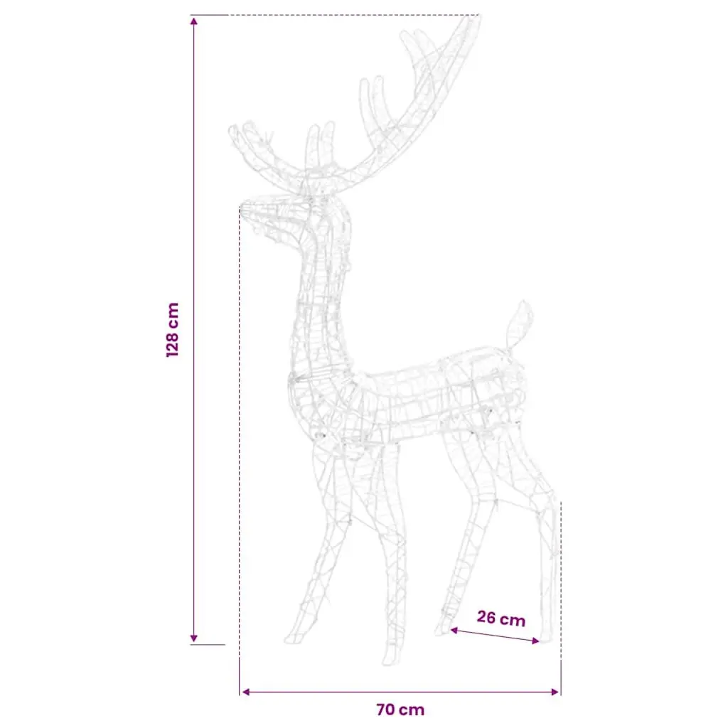 Acrylic Reindeer Decorations Blue 128 cm Pre-lit with 140 LED Lights 2 pcs Weatherproof for Garden or House Use