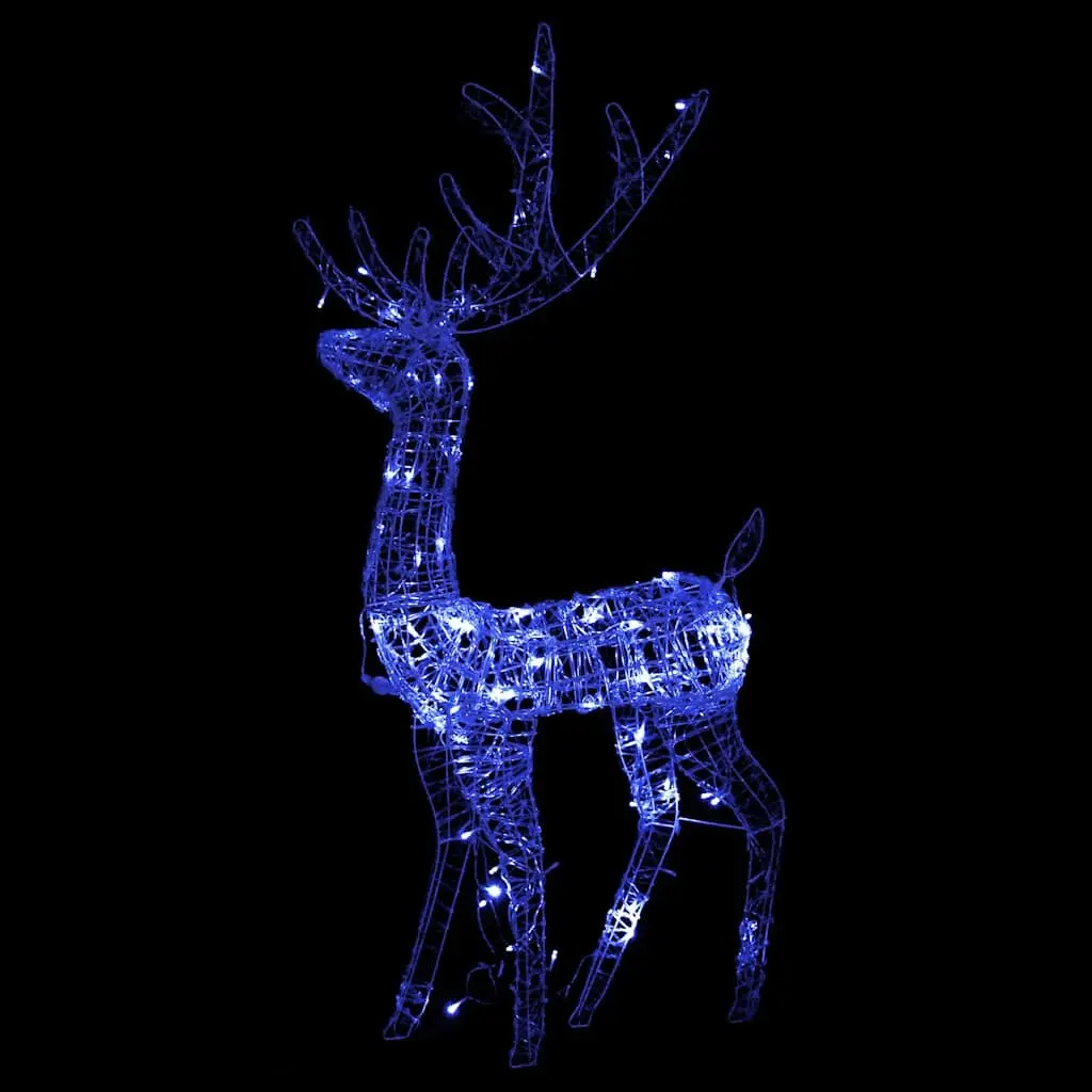 Acrylic Reindeer Christmas Decorations Blue 128cm Pre-lit LED Lights 3 Piece Garden Display