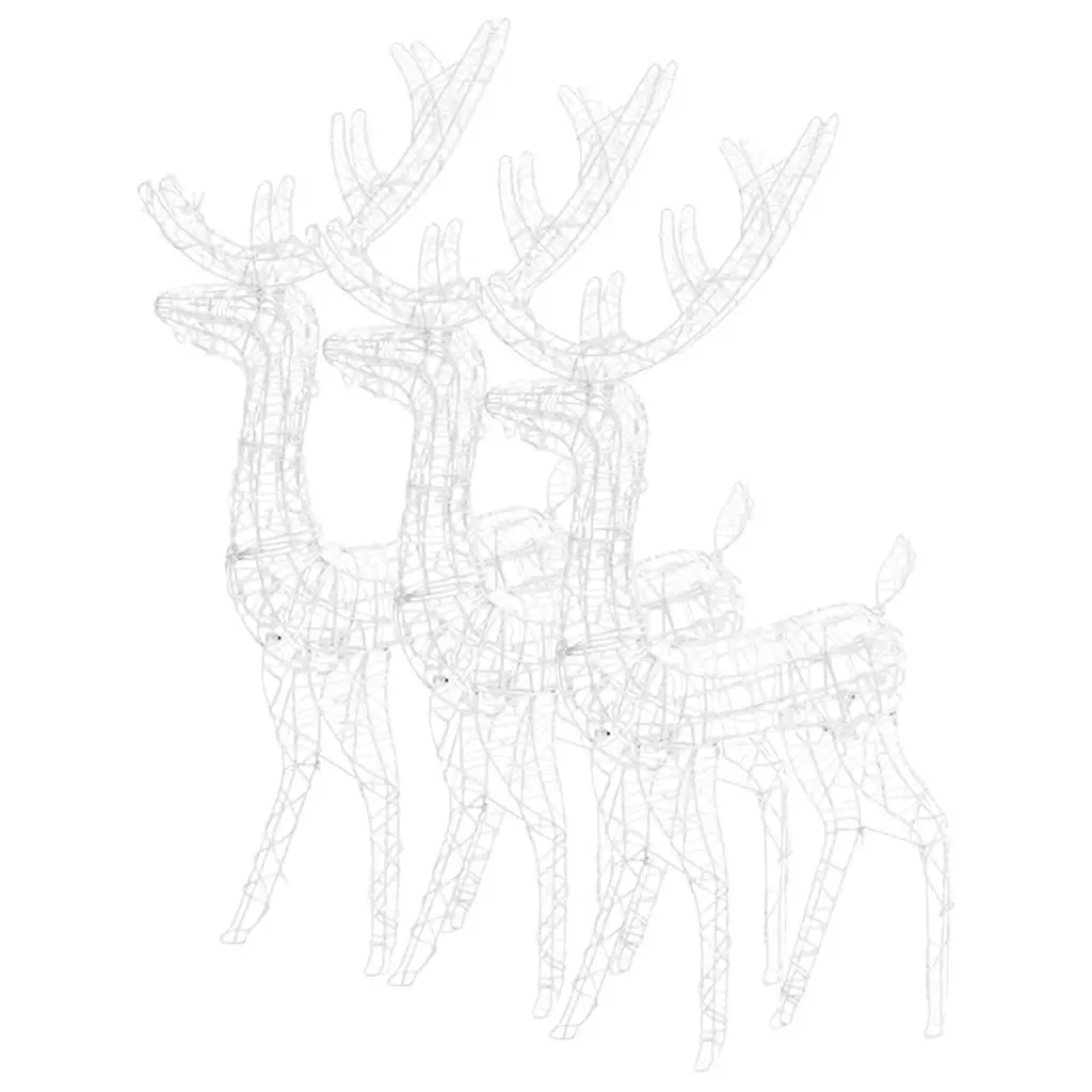 Acrylic Reindeer Christmas Decorations Blue 128cm Pre-lit LED Lights 3 Piece Garden Display