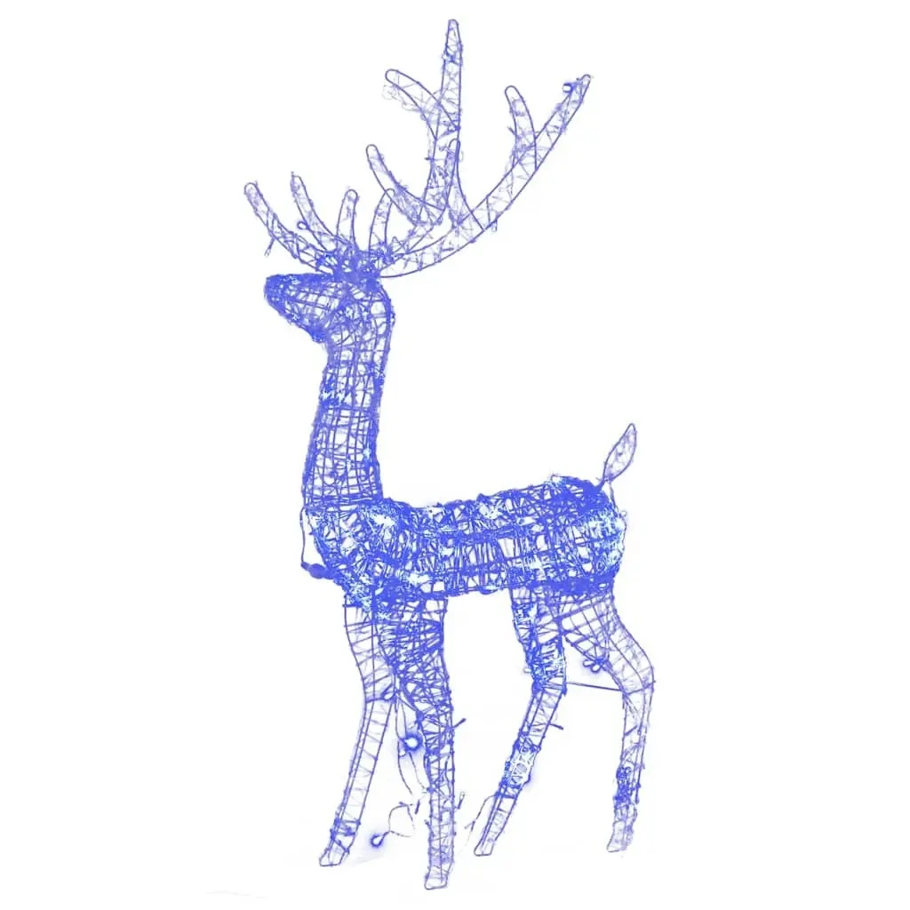 Acrylic Reindeer Christmas Decorations Blue 128cm Pre-lit LED Lights 3 Piece Garden Display