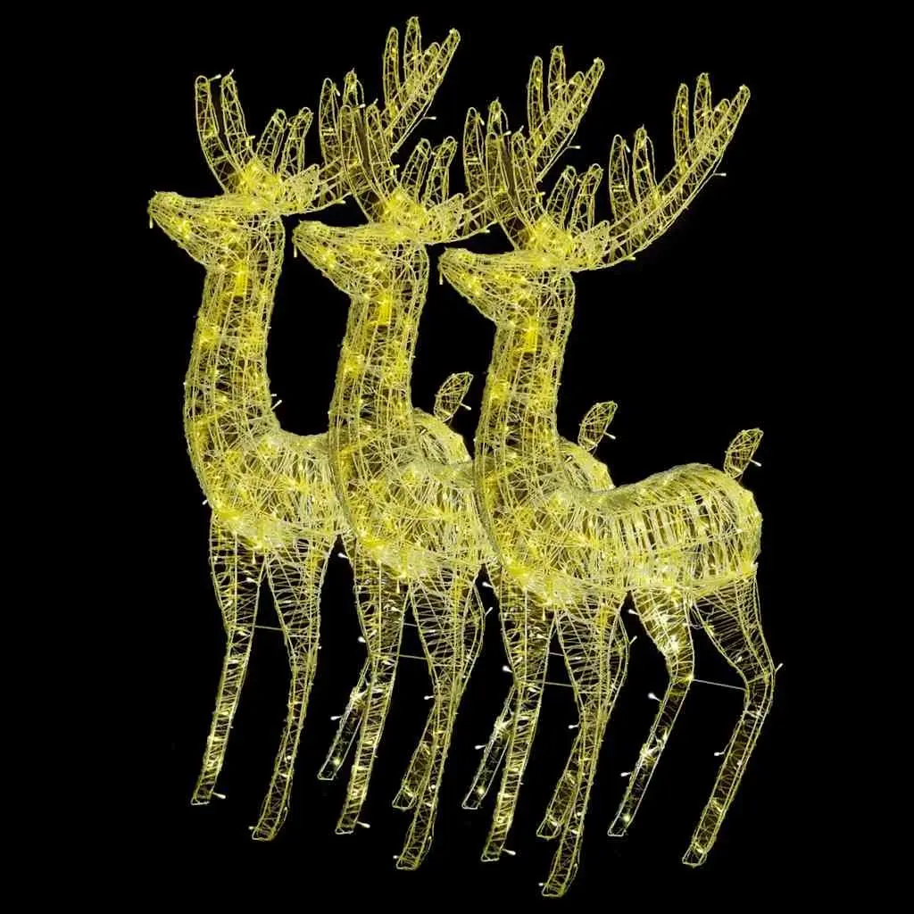 Acrylic Reindeer Lights Warm White 180cm 250 LED Outdoor Garden Decoration 3 Piece