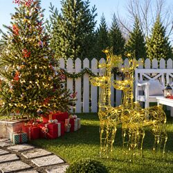 Concise LED Reindeer Decorations - 2 Pieces with Warm White Light