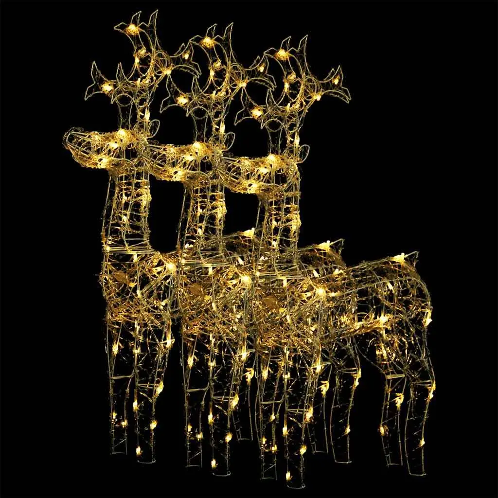 Reindeer Christmas Decorations Warm White 3 Piece LED Acrylic Garden Outdoor Holiday Display