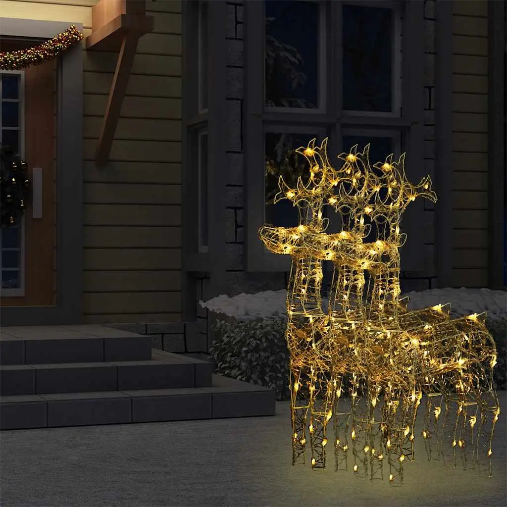 Reindeer Christmas Decorations Warm White 3 Piece LED Acrylic Garden Outdoor Holiday Display