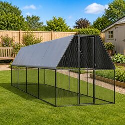 Outdoor Chicken Cage Run Coop 2x8x2 m Galvanised Steel Small Animal Habitat