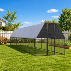 Outdoor Chicken Cage 2x10x2 m Small Animal Run Galvanised Steel Frame