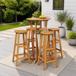 Garden Bar Set 5 Piece Outdoor Furniture Solid Wood Patio Dining Acacia Brown