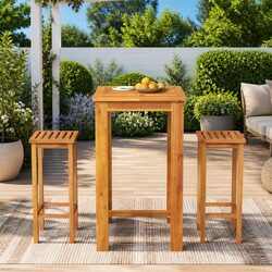 Compact 3 Piece Garden Bar Set in Solid Acacia Wood