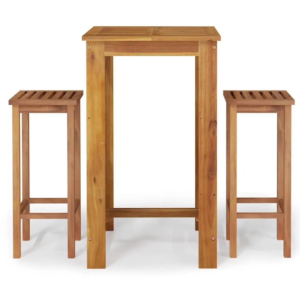 3 Piece Garden Bar Set in Solid Acacia Wood