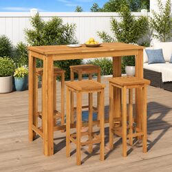 5 Piece Garden Bar Set Solid Acacia Wood Outdoor Furniture Brown Patio Dining