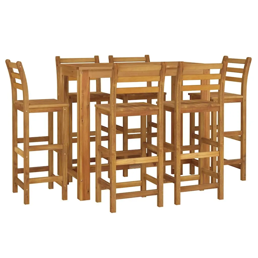 7 Piece Garden Bar Set Solid Acacia Wood Outdoor Furniture Brown