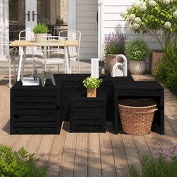 Concise 4 Piece Solid Pine Outdoor Storage Boxes Set