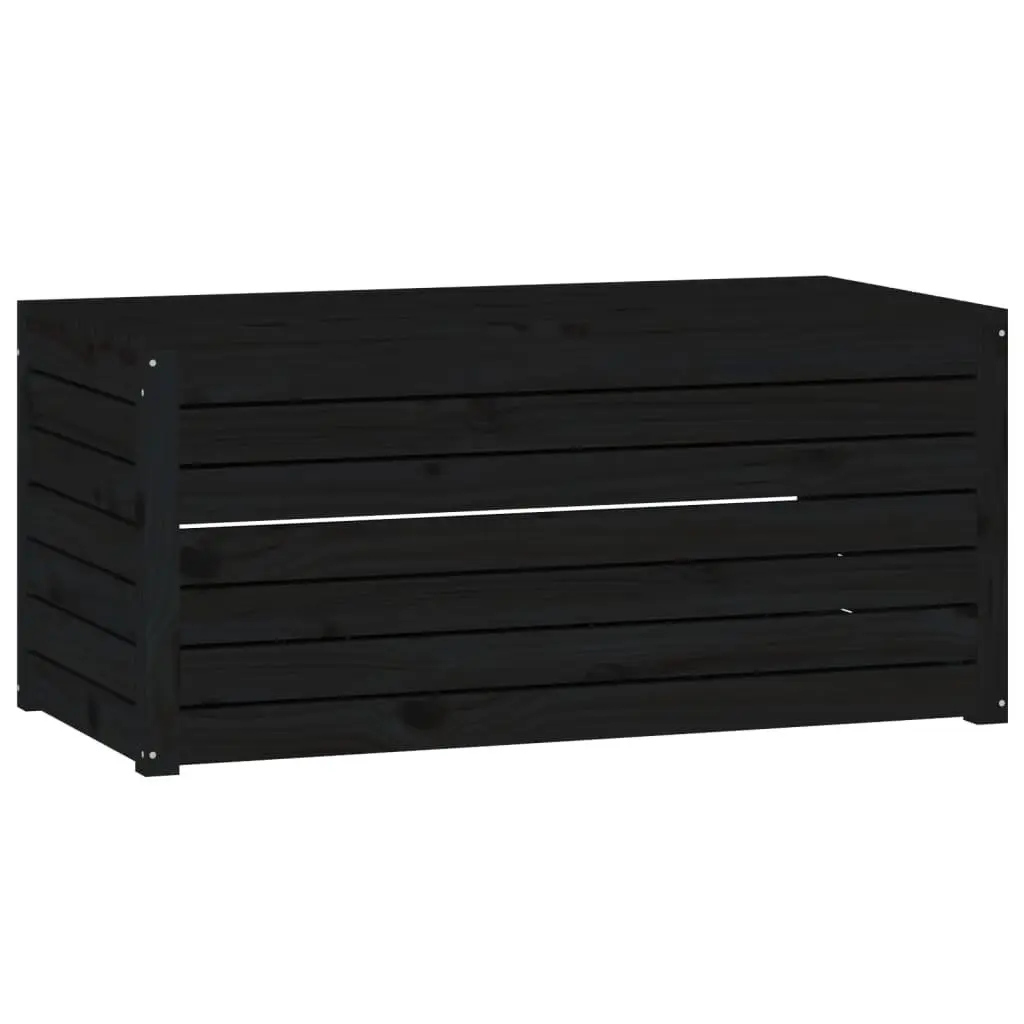 4 Piece Outdoor Garden Storage Box Set Black Solid Wood Pine Lids Included