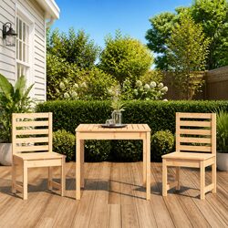 Compact and Stylish 3 Piece Bistro Set in Pine Wood