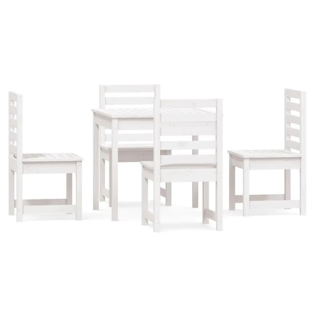 Garden Dining Set White 5 Piece Solid Pine Wood Outdoor Patio Furniture