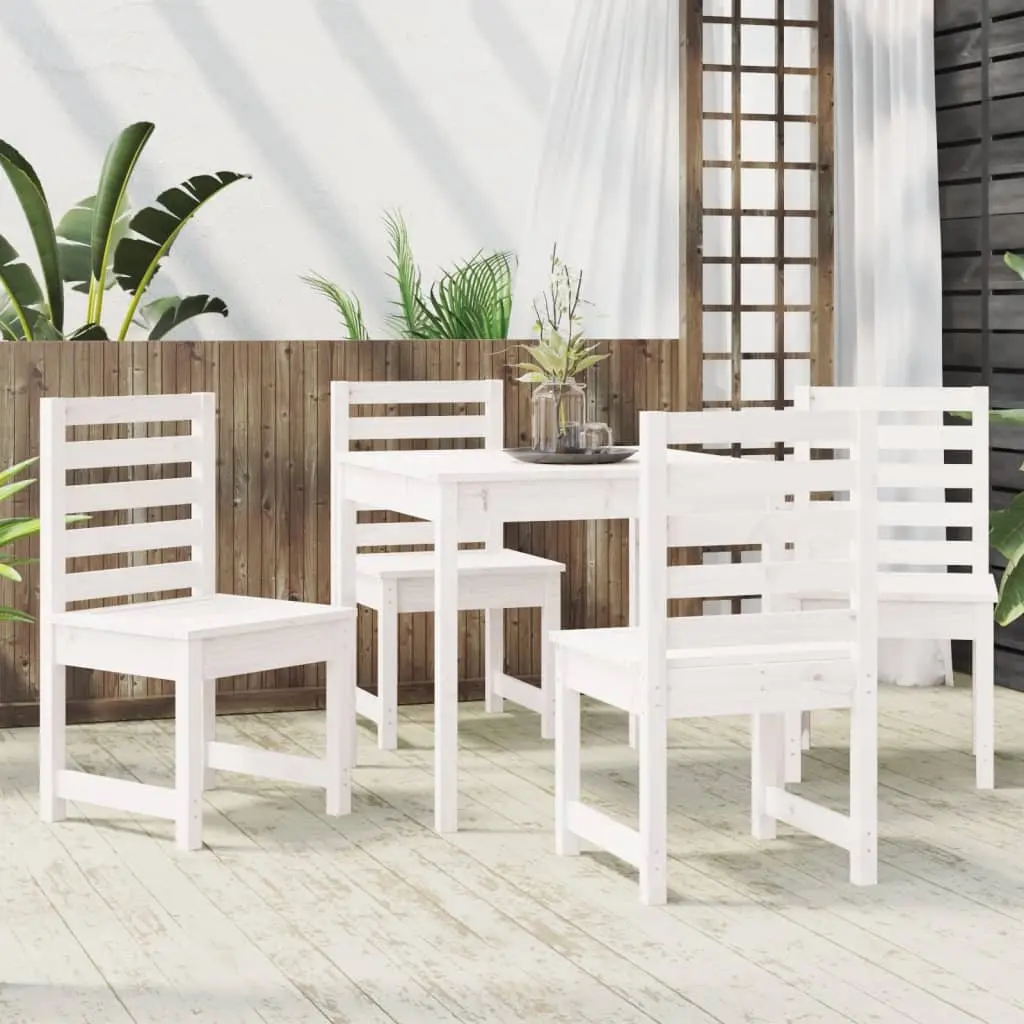 Garden Dining Set White 5 Piece Solid Pine Wood Outdoor Patio Furniture