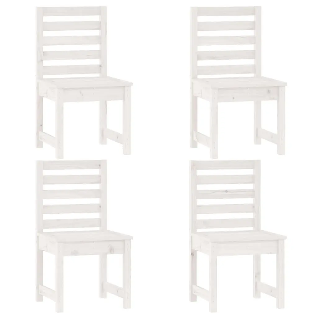 Garden Dining Set White 5 Piece Solid Pine Wood Outdoor Patio Furniture