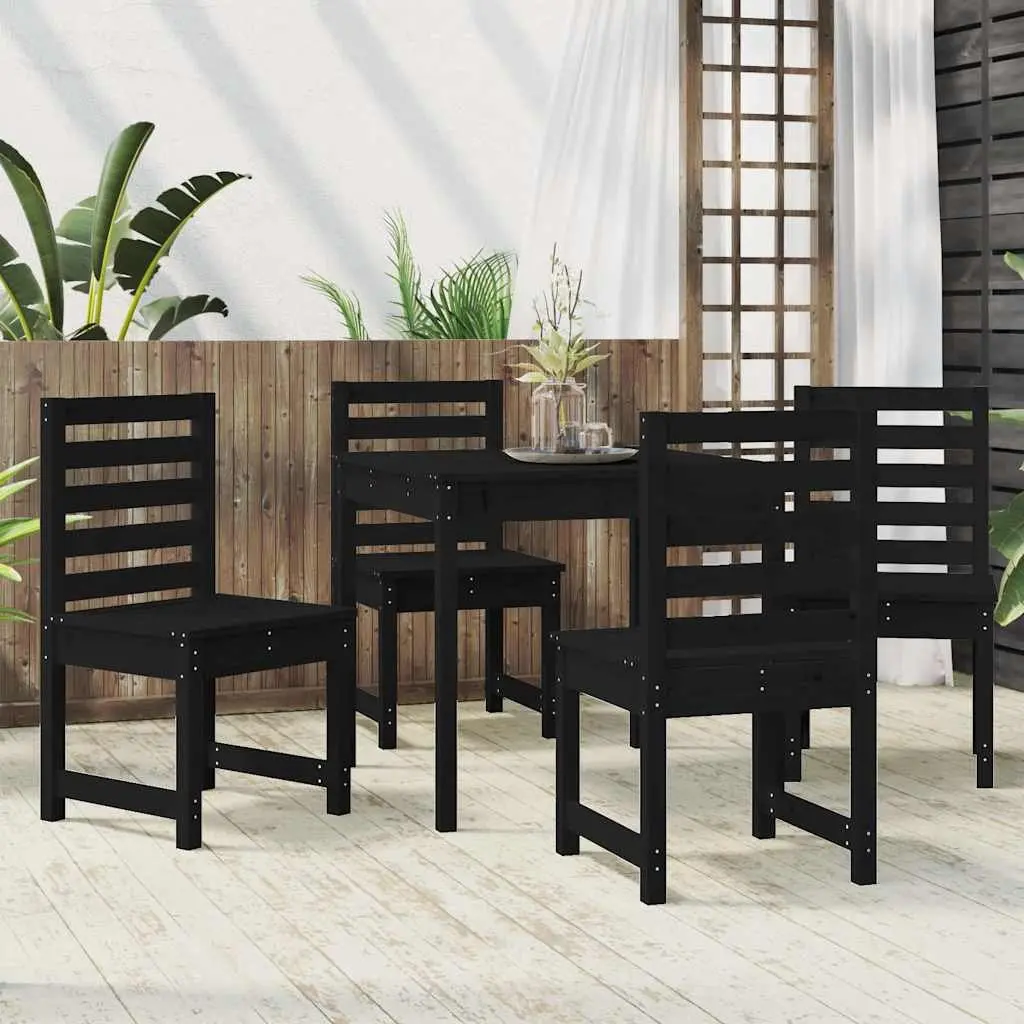 Garden Dining Set Black 5 Piece Solid Pine Wood Outdoor Patio Furniture