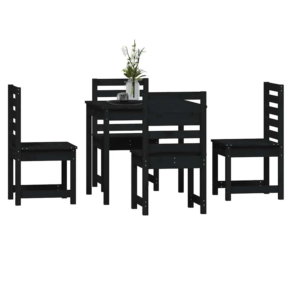 Garden Dining Set Black 5 Piece Solid Pine Wood Outdoor Patio Furniture
