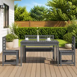 Garden Dining Set 4 Piece Outdoor Patio Table Chairs Grey Wooden Furniture