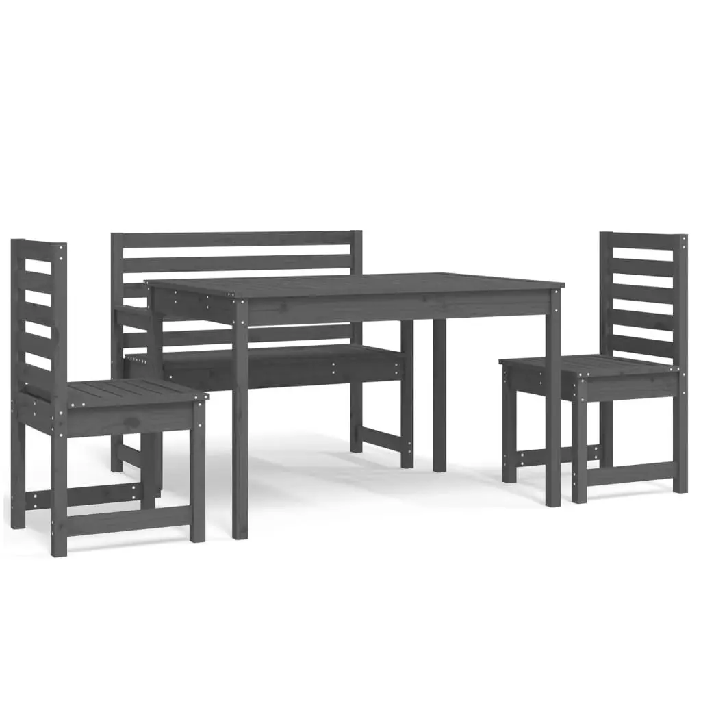 Grey Wooden Dining Set for Outdoor Use