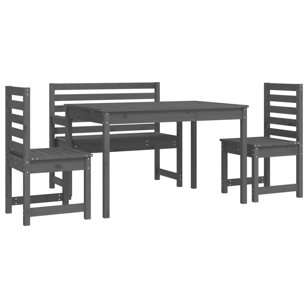 Grey Wooden Dining Set for Outdoor Use