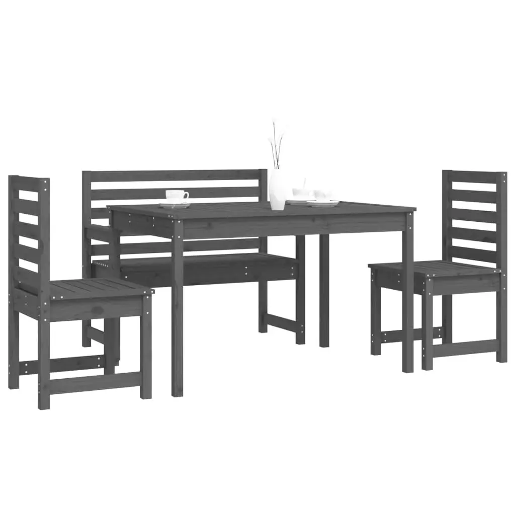 Grey Wooden Dining Set for Outdoor Use