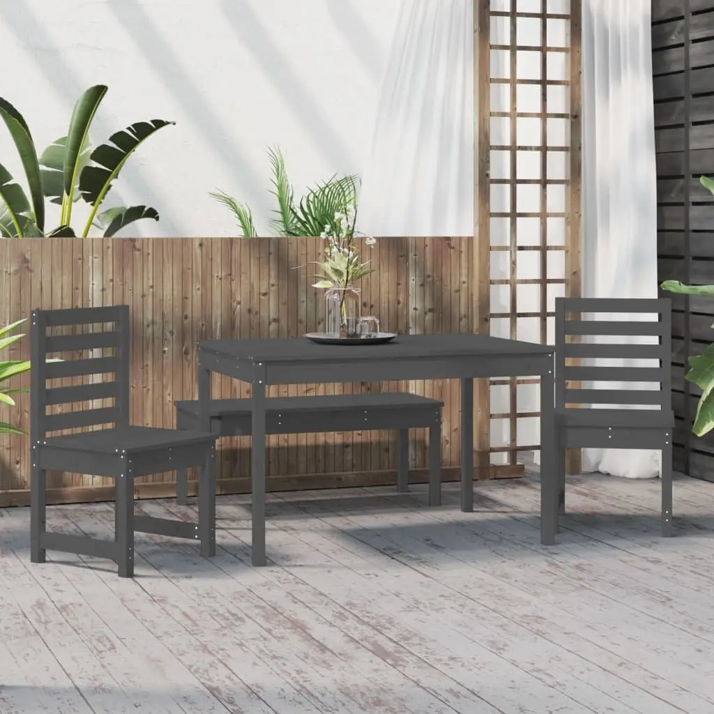 Garden Dining Set 4 Piece Outdoor Furniture Grey Wood Patio Balcony Table Chair