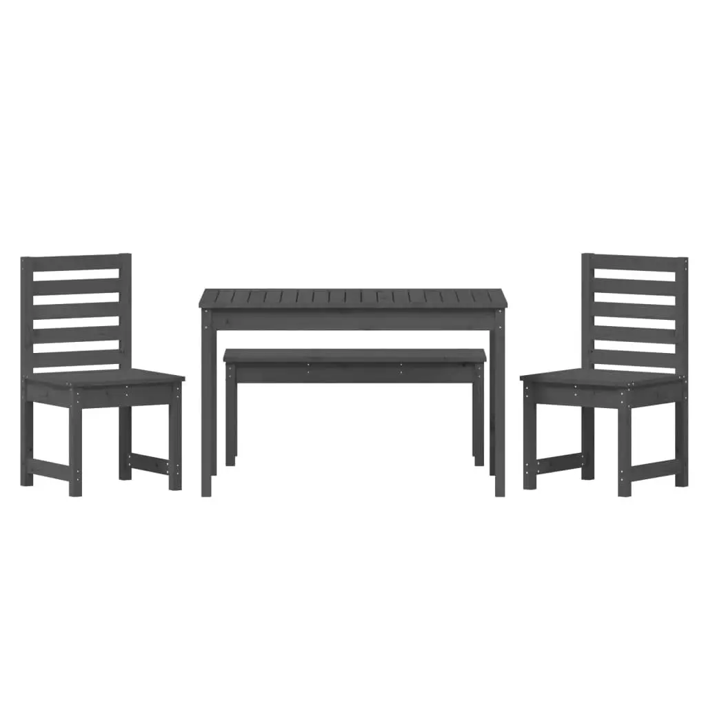 Garden Dining Set 4 Piece Outdoor Furniture Grey Wood Patio Balcony Table Chair