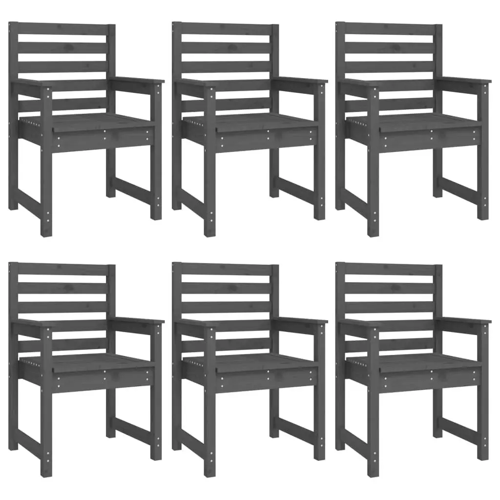 7 Piece Outdoor Garden Dining Set Grey Solid Wood Pine Table Chairs Patio