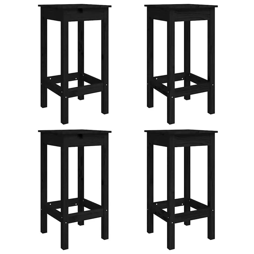5 Piece Outdoor Bar Set Garden Patio Furniture Solid Wood Stools Table Black