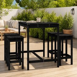Concise 5 Piece Solid Pine Wood Garden Bar Set