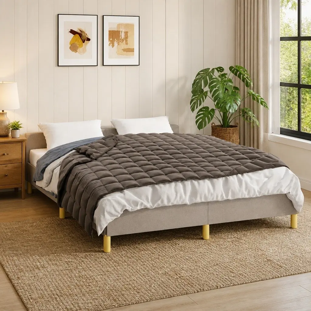 Weighted Blanket Grey 152x203 cm 11 kg Breathable Fabric Sleep Aid Pressure