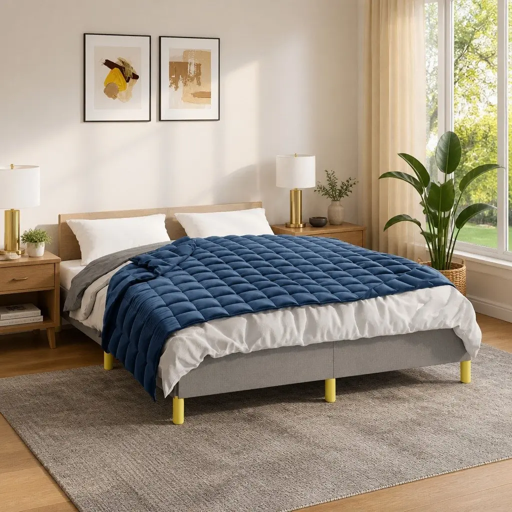Weighted Blanket 122x183cm Blue 9kg Breathable Soft Pressure Therapy