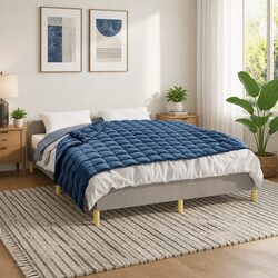 Weighted Blanket Blue 152x203 cm 11 kg Sleep Aid Pressure Bedding Quilt