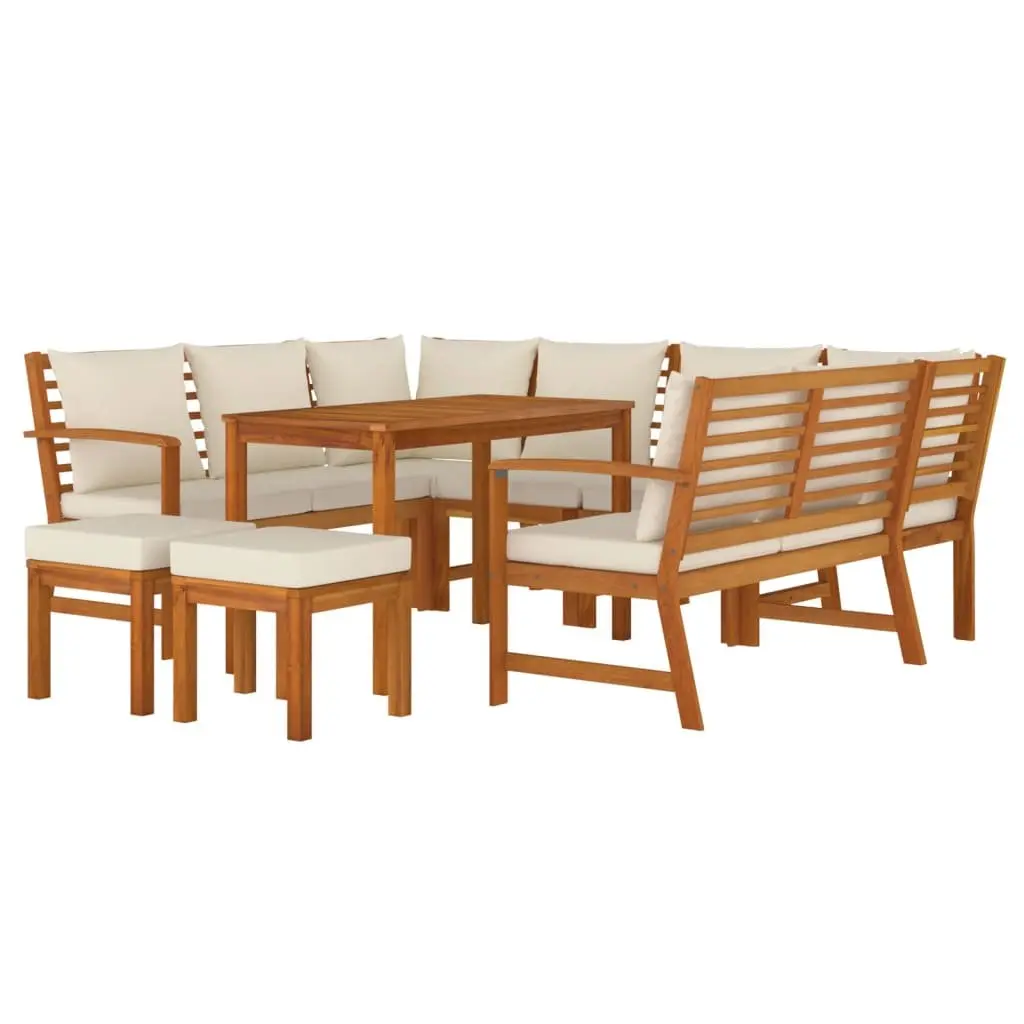 Garden Dining Set Brown 9 Piece Modular Outdoor Furniture with Cushions