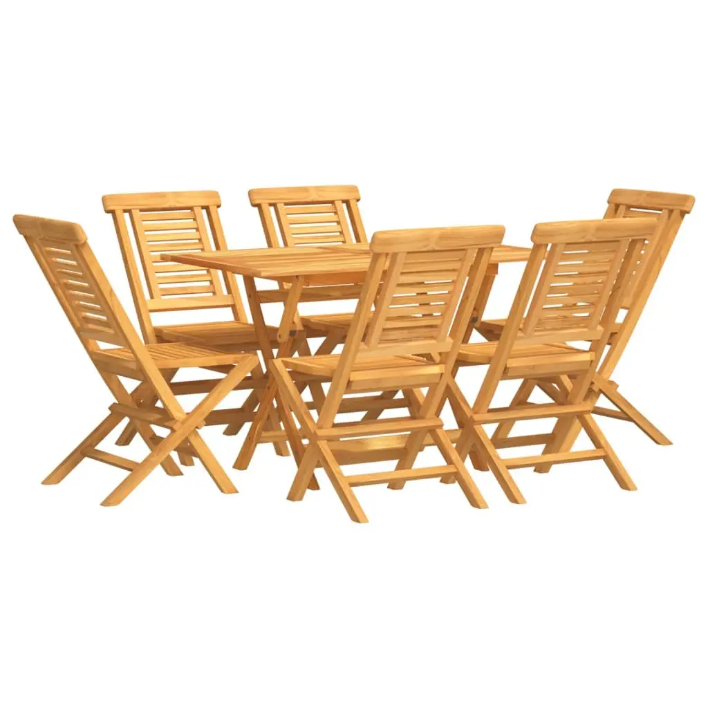 7 Piece Outdoor Garden Dining Set Brown Foldable Table Chair Patio Furniture