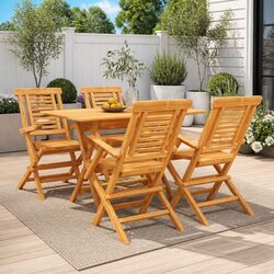 Compact 5 Piece Teak Dining Set: Quality Outdoor Furniture
