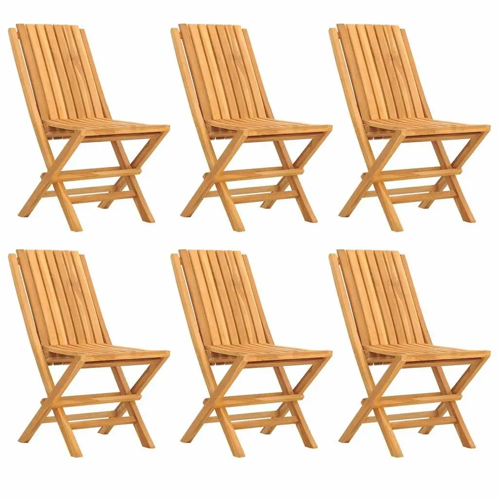 7 Piece Garden Dining Set Brown Solid Teak Wood Foldable Table and Chairs