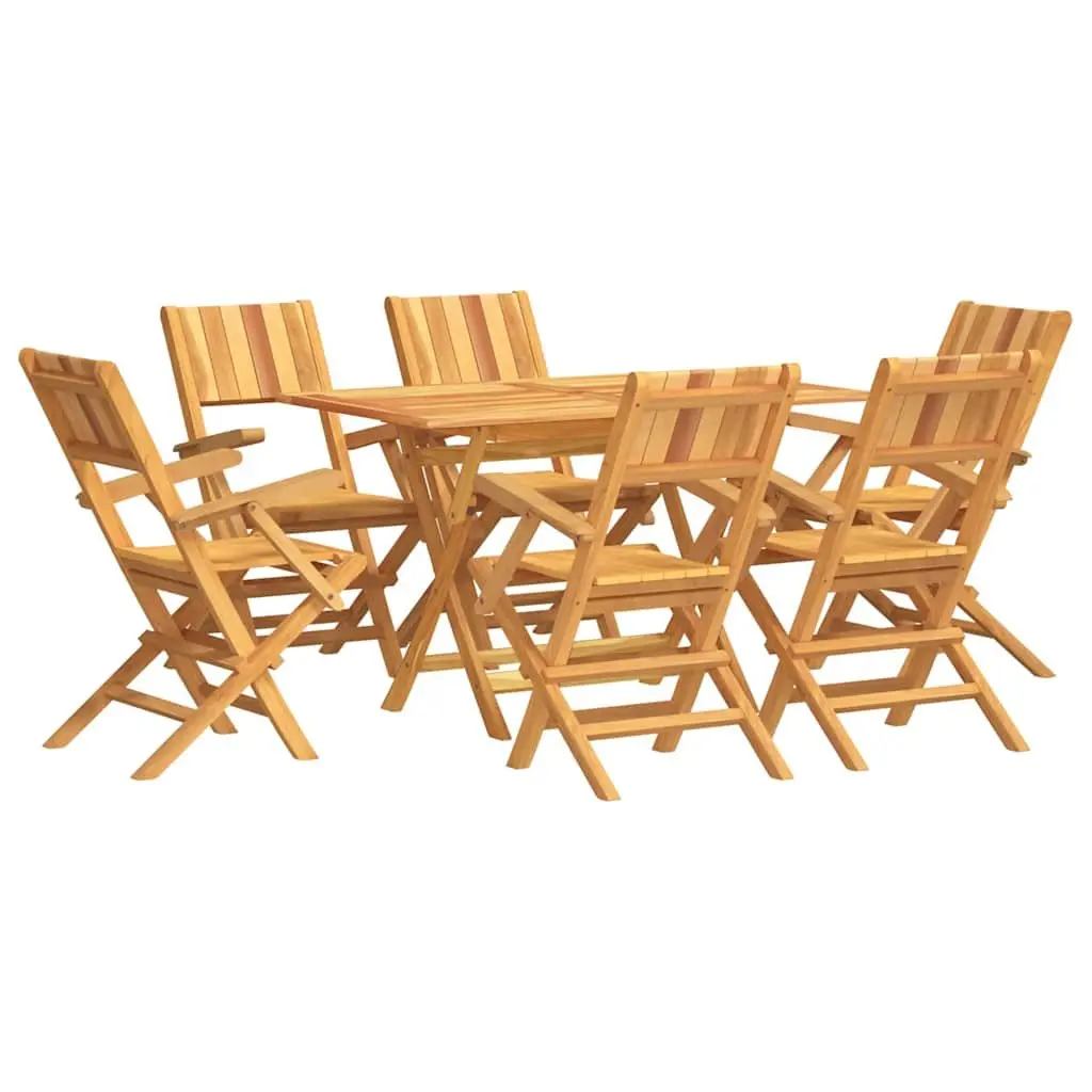 7 Piece Garden Dining Set Outdoor Furniture Teak Table Chairs Foldable