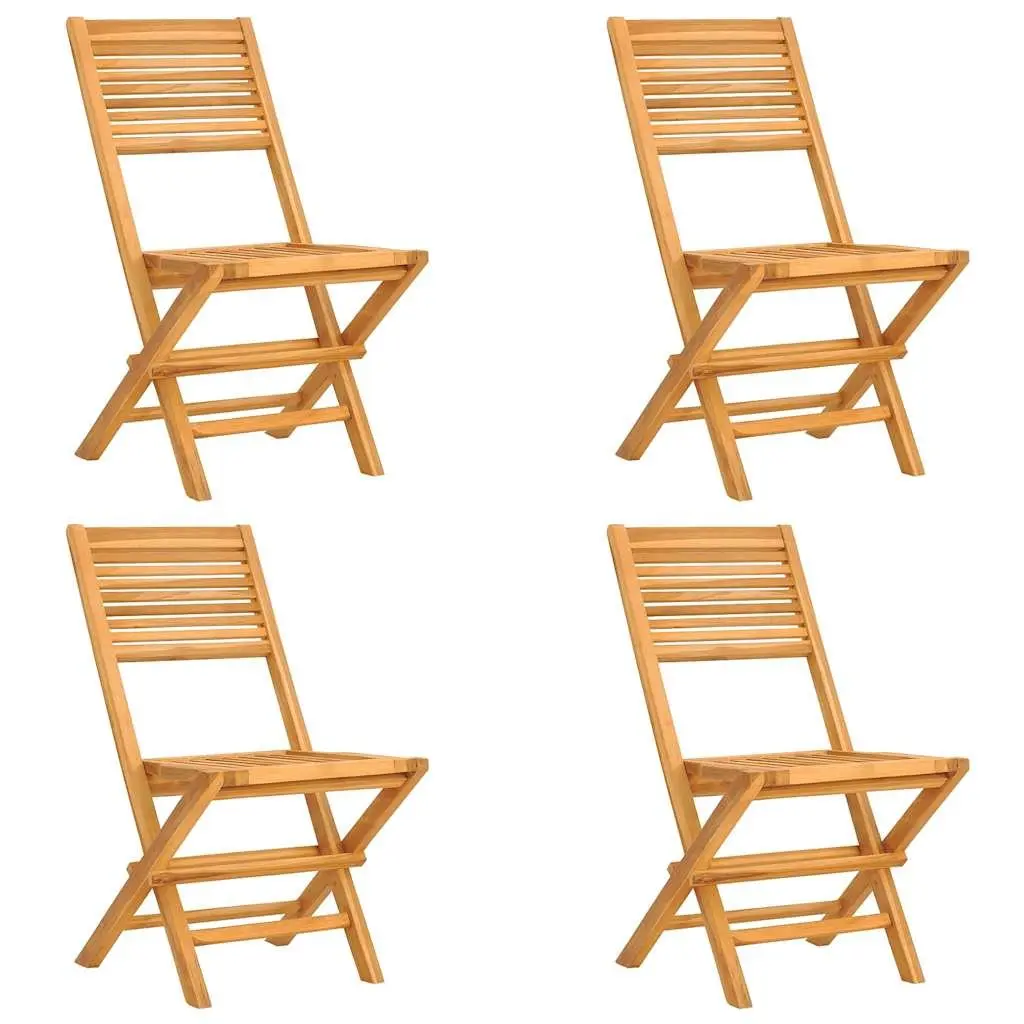 5 Piece Garden Dining Set Outdoor Furniture Teak Wood Table Chairs Foldable